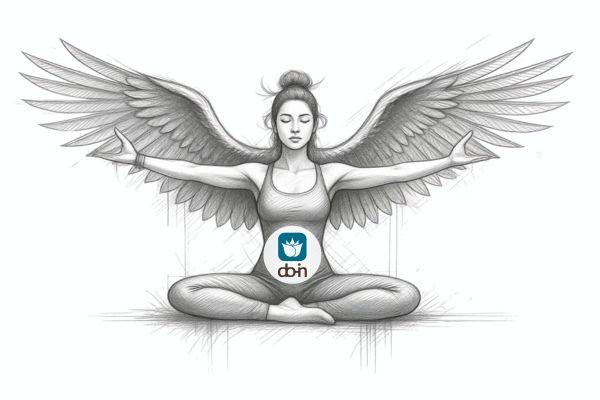 Animatie Do-In Yoga strekking voor de Dunne Darm meridiaan, zittend op de vloer, armen gespreid, visualiseer vleugels