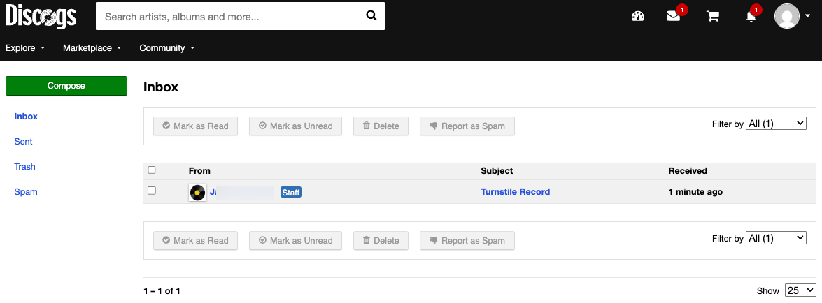 the image shows the main private message screen