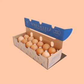 luxury branded egg packaging with logos