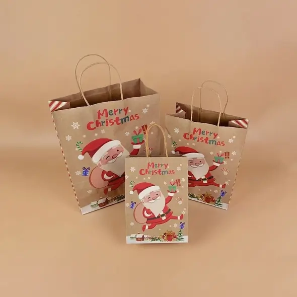 Custom kraft Christmas paper gift bag