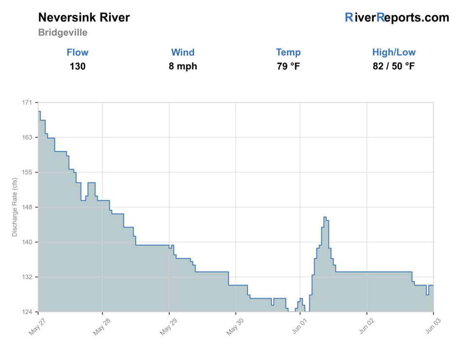 Neversink River at Bridgeville RiverReports flow chart