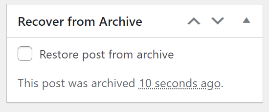 The meta box to recover an archived item.