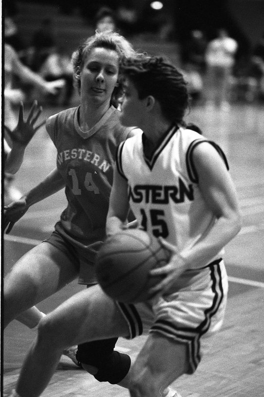 1991 Women's Basketball Action, Western Baptist at EOSC 05