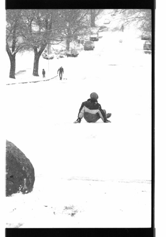 1988 Campus in Winter, Sledding 09