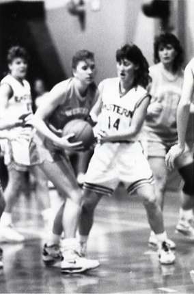 1991 Women's Basketball Action, Western Baptist at EOSC 01