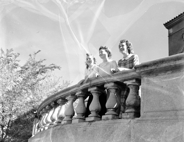 1949-50 Students, Railing Outdoors