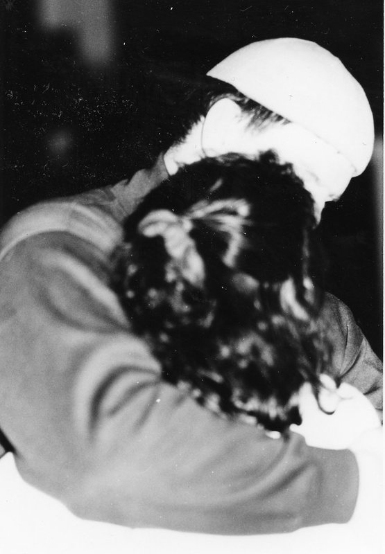 80's Students, Couple Embrace