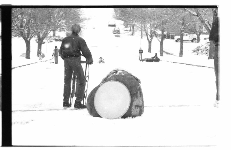 1988 Campus in Winter, Sledding 05