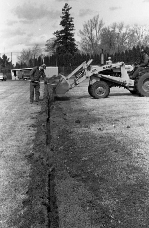 1985 Baseball Field, Scoreboard Installation 05