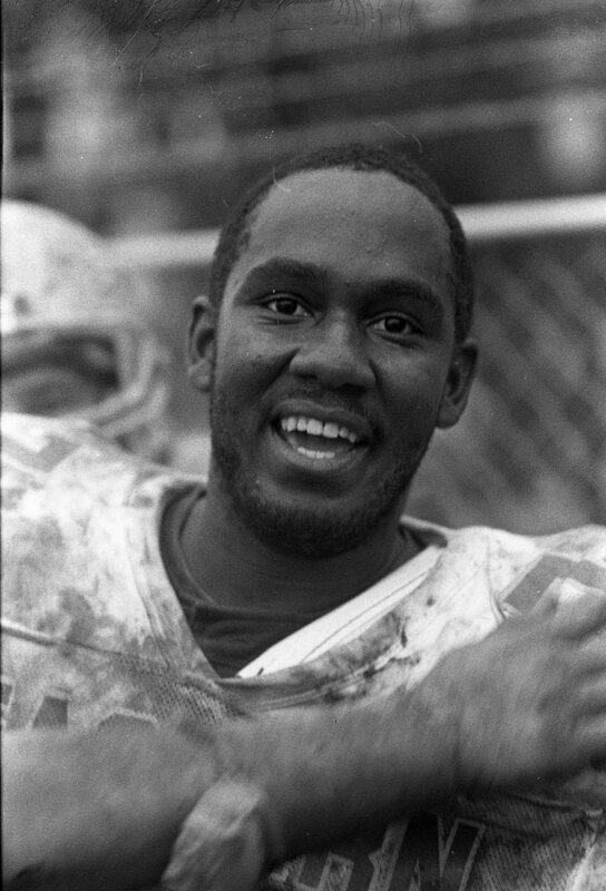 1990 Football Action, EOSC at Pacific University, Muddy 03