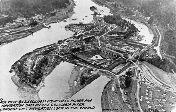 Aerial, Bonneville Dam Construction