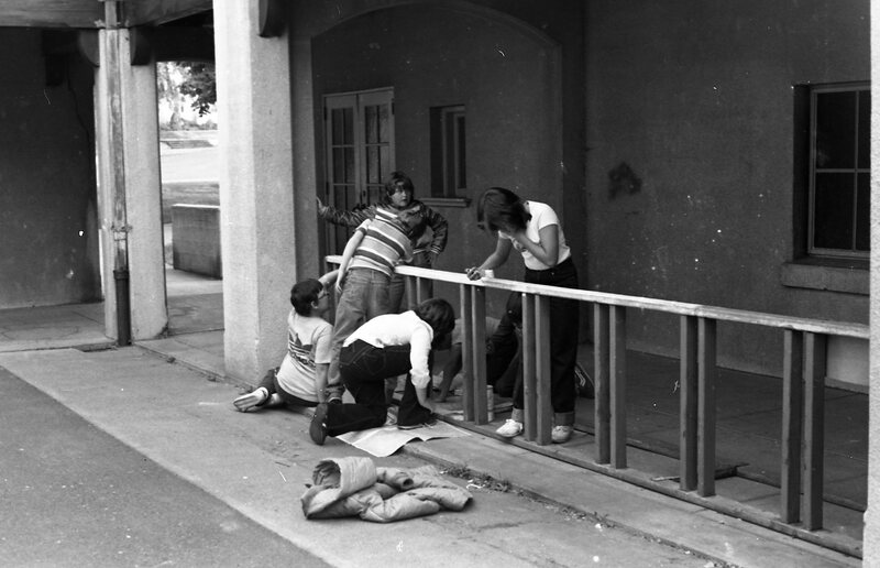 1983 Ackerman Elementary School, Painting Bicycle Racks 03