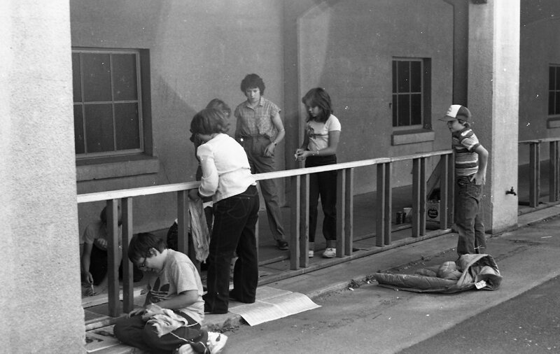 1983 Ackerman Elementary School, Painting Bicycle Racks 06