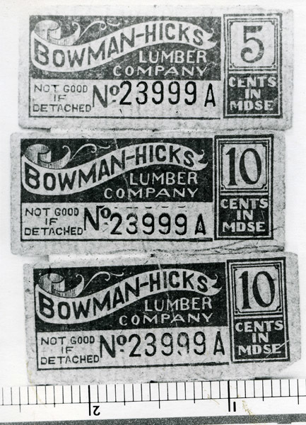 Maxville, Commissary Tickets