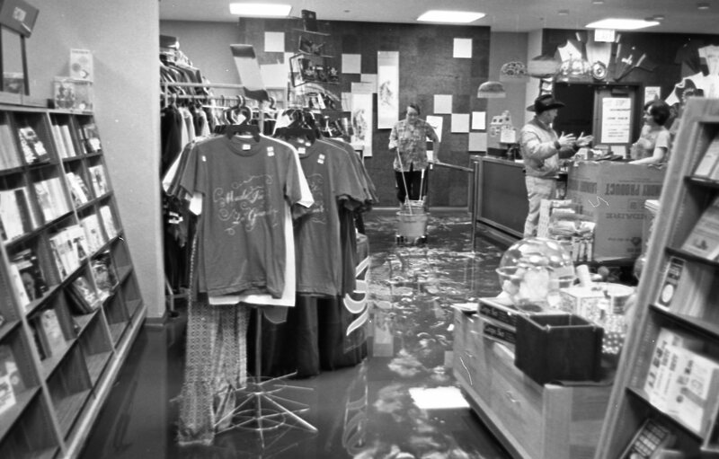 1978 Hoke Hall, Flood Bookstore Cleanup 09