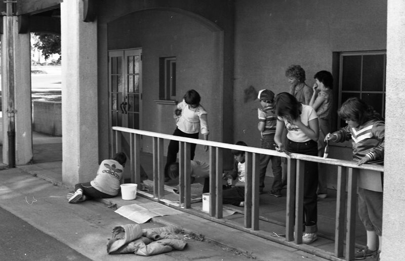 1983 Ackerman Elementary School, Painting Bicycle Racks 02