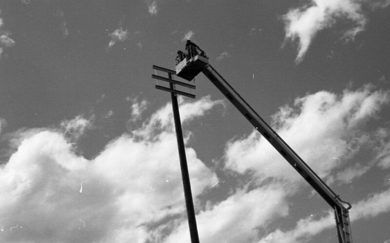 1983 Football Field, Lights Installation 06