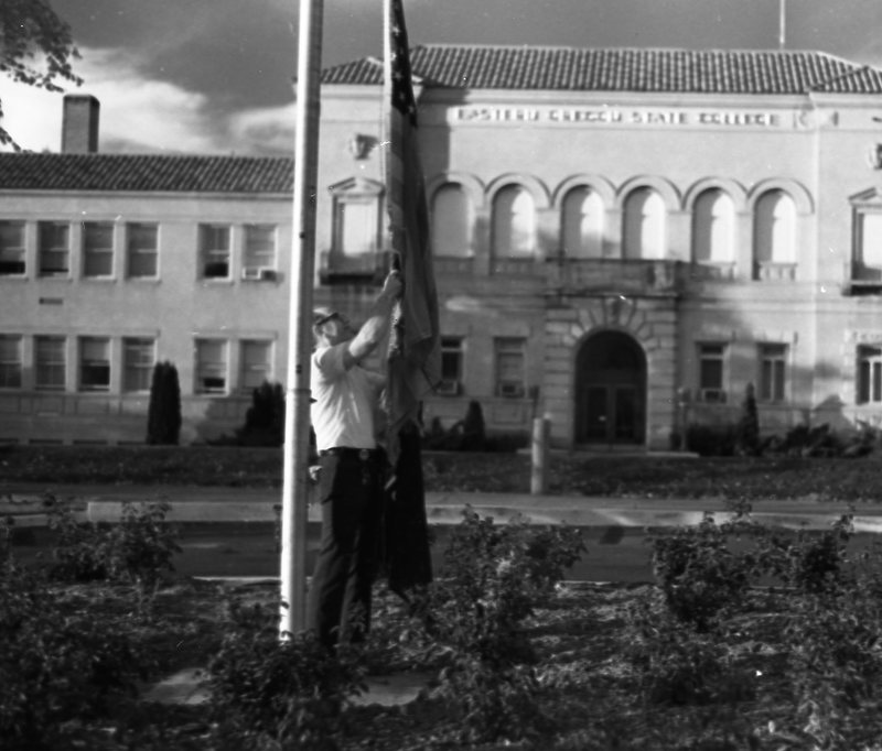 1977 Flags Being Hung