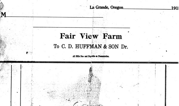 Invoice, Fair View Farm