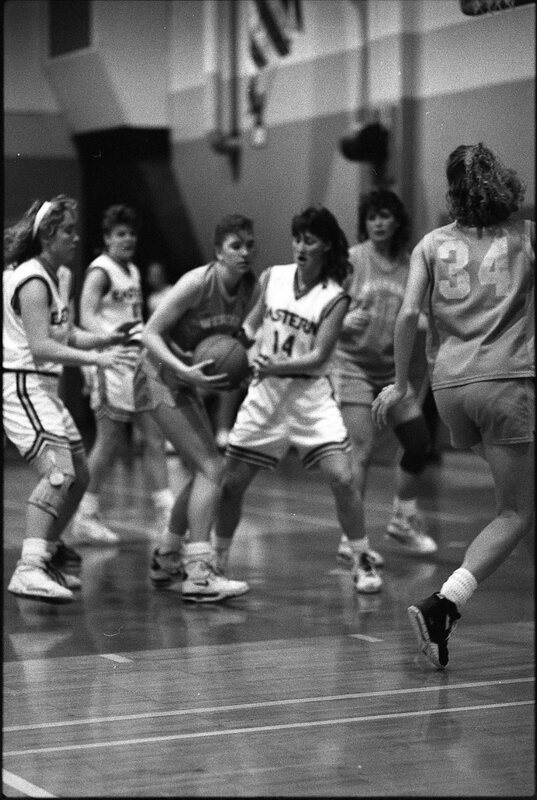 1991 Women's Basketball Action, Western Baptist at EOSC 02