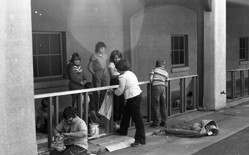 1983 Ackerman Elementary School, Painting Bicycle Racks 05