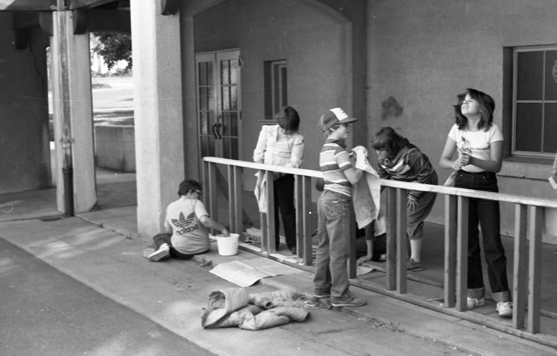 1983 Ackerman Elementary School, Painting Bicycle Racks 01