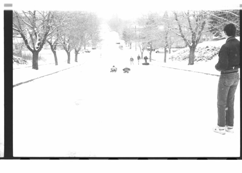 1988 Campus in Winter, Sledding 04