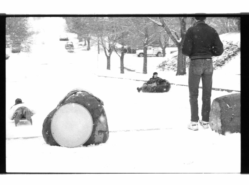1988 Campus in Winter, Sledding 06