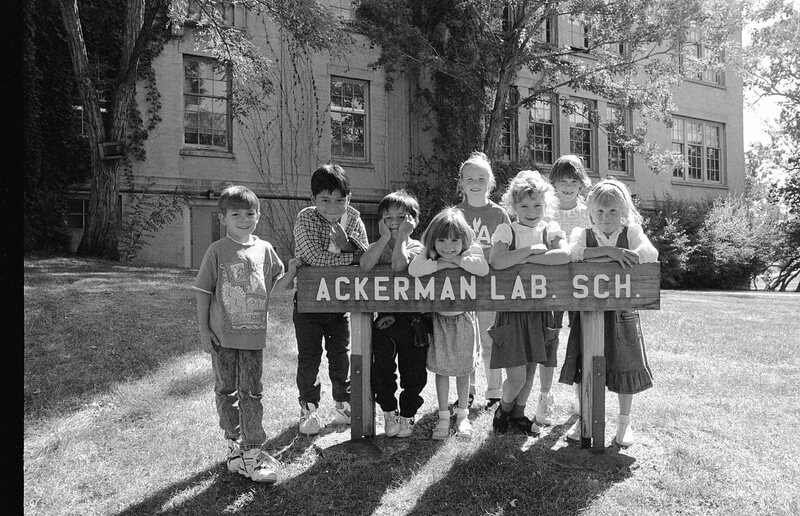 1991 Ackerman Elementary School, Students and Sign 02
