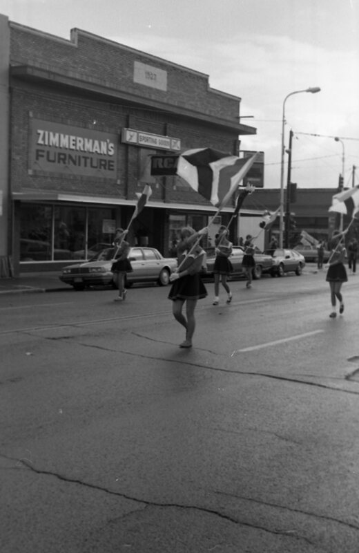 1985 Octoberfest Parade, McLoughlin Union High School Marching Band 05