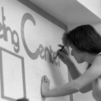 1978 Gretchen Bloom Painting a Counseling Sign 03