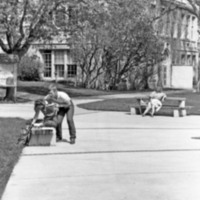 1985 Students, April Outdoor Candid Shots 16