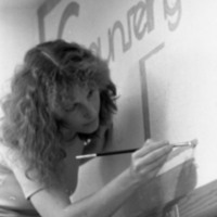 1978 Gretchen Bloom Painting a Counseling Sign 02
