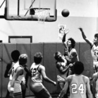 1983 Men's Basketball, EOSC vs. Idaho State, Action 25