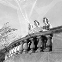 1949-50 Students, Railing Outdoors