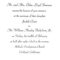 California Wedding Invite, 1954