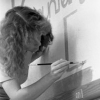 1978 Gretchen Bloom Painting a Counseling Sign 01