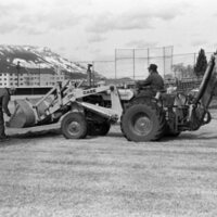 1985 Baseball Field, Scoreboard Installation 08