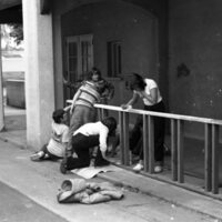 1983 Ackerman Elementary School, Painting Bicycle Racks 03