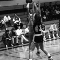 1987 Women's Basketball Action, George Fox at EOSC 13