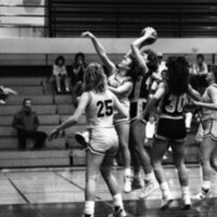 1987 Women's Basketball Action, George Fox at EOSC 10