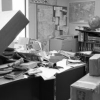 1978 Employee, Ralph Lewis' Office in Disarray 11