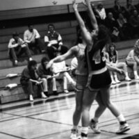 1987 Women's Basketball Action, George Fox at EOSC 14