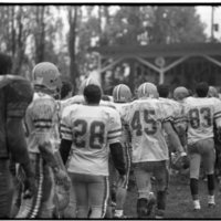 1990 Football Action, EOSC at Pacific University, Muddy 01