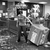 1978 Hoke Hall, Flood Bookstore Cleanup 06