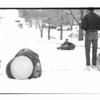 1988 Campus in Winter, Sledding 06
