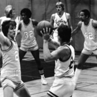 1983 Men's Basketball, EOSC vs. Idaho State, Action 19