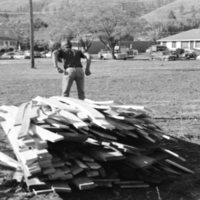 1987 Homecoming Bonfire Set-up 01