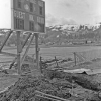1985 Baseball Field, Scoreboard Installation 07