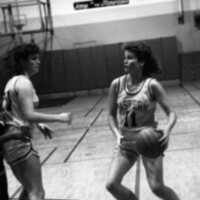 1987 Women's Basketball Action, George Fox at EOSC 21